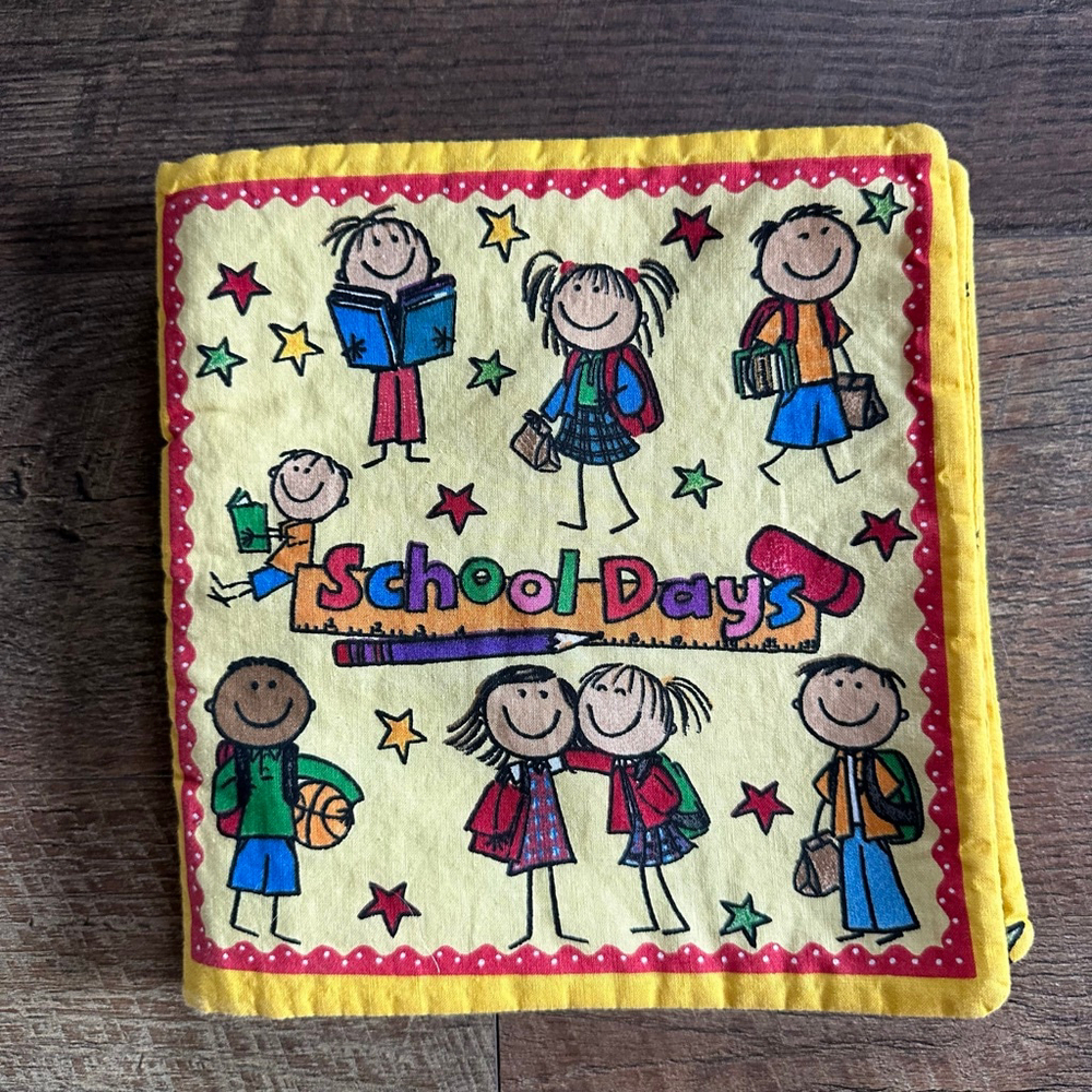 Handmade Soft Fabric Quiet Book – School Theme Cloth Activity Book for Kids